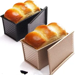 長方形のパンとパンベーキング金型ケーキトーストトーストノンスティックトーストボックスと蓋のある金アルミ酸鋼パン型