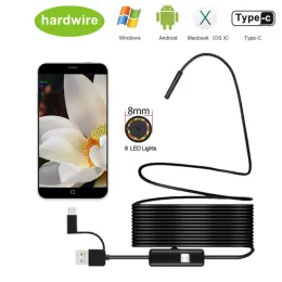 Cameras 8.0mm Endoscope Camera 1080P HD USB Endoscope with 8 LED 1/2/5/10M Flexible Cable Waterproof Inspection Borescope for Android PC