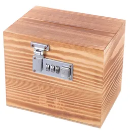 Wooden Piggy Bank Money Saving Box Proged Lock Pox Box Locking Box Box Savings Coin Money Piggy Bank Jar Box 240408