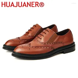 Casual Shoes Men Office Classic Oxford for Fashion Italian Printed Manding Leather Platform