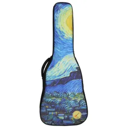 Fälle Gitarrenkoffer Tasche 36 40 41 Zoll van Gogh Starry Night Interactive Animation Rucksack Dicker Carry Gig Gig Gitarre Accessoires
