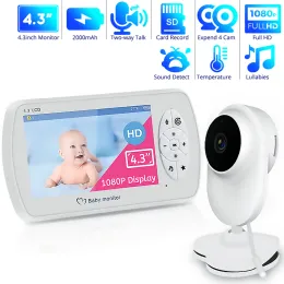 Monitors 4.3 Inch Wireless Color Baby Monitor 1080p Hd Audio Video Baby Camera Temperature Monitor 2 Way Audio Vox Lullaby Sd Card Record