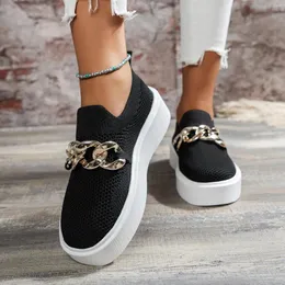Casual Shoes Ladies Solid Mesh Metal Chain Platform Woman Female Sneakers Drop Zapatos Para Mujeres