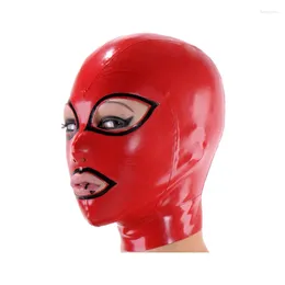 Bras Sets Latex Rubber Gummi Handsome Red And Black Fashion Headgear Size XXS-XXL