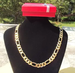 18K festgezogene goldplattierte authentische Finish 18k gestempelt 10 mm fein Figaro -Kette Halskette Men039s Hergestellt in 600 mm9133818