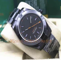 Новый черный циферблат 116400GV Blue Watch Sapphire Glass Original Clasp All Black Steel Рождественские подарки.