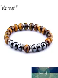 Новая мода Tiger Eye Stone Bracelet Men Fashion Hematite Beads Bracelet для женщин очаровывать ювелирные украшения Pulseira Hombres9969820