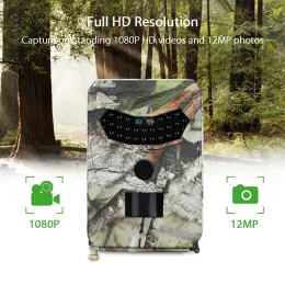 Telecamere da 12 MP 1080p Camera da caccia per la caccia alla fauna selvatica Wild Surveillance Night Vision Night Proofe Activated Outdoor Wildlife Scouting Camera