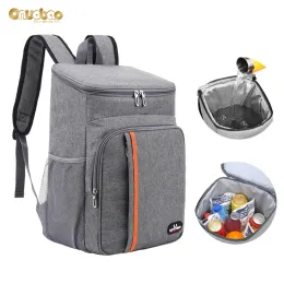 حقائب Onuobao Picnic Backnic Backpack حقيبة عزل مزدوجة الكتف في الهواء الطلق حزمة الجليد سماكة عزل حقيبة نزهة على ظهره