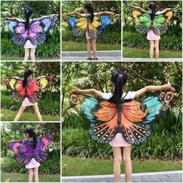 Lenços de desempenho suportes de fada xale fantasia de figuraria de ombro de capa garotas de presente de festas de festas de borboleta asas de borboleta