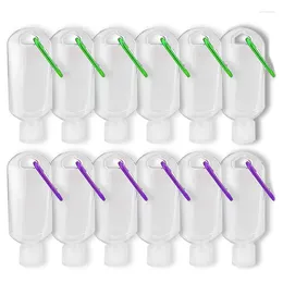 Garrafas de armazenamento 12 PCs viajam com chaveiro 2oz/50ml de plástico portátil - tampa de flip de aperto à prova de vazamento