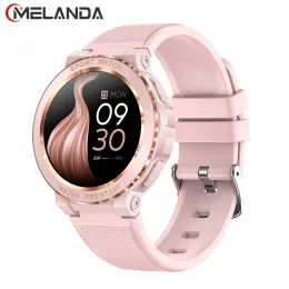 Uhren Melanda Sport Smart Watch Women Bluetooth Rufen Sie SmartWatch IP68 Water of Fitness Tracker Gesundheitsüberwachung für iOS Android MK60 an