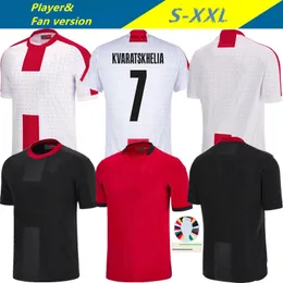 Jersey de futebol da Geórgia Kvaratskhelia 2024 Copa do euro Euro Georgiana Seleção Nacional Casa Afaste Georgien Camisas de Futebol Chakvetadze Kvilitaia Zivzivadze Mangas curtas