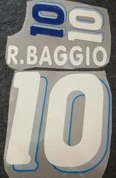 1994 Italien Retro Druckfußballnamenset 10 Rbaggio Soccer -Spieler Stempel Aufkleber gedruckt Nummerierung beeindruckt Vintage Football 2813689