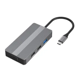 Stationer Dock Station TypeC Hub till HDMI+VGA+3 X USB+TF / SD -kortläsare+100W PD -adapter 101A