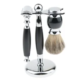 Набор инструментов для ухода за бочонками для лиц, включая подставку для бритья, держатель для бритья щетка Двусторонняя защитная бритва черная
