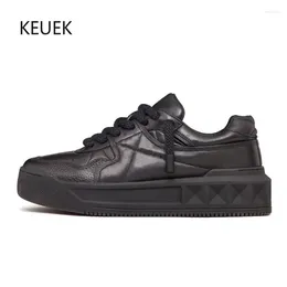 Casual Schuhe Luxusmodische Männer dicker alleinerhöhender echter Leder -Sneaker im Freien Sport Skateboarding Zapatos 2c