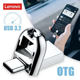 Cards Lenovo Mini 2TB Usb 3.2 Pen Drive Memory USB Flash Drives 1TB 512GB Metal TYPE C OTG High Speed Waterproof Pen drive Stick