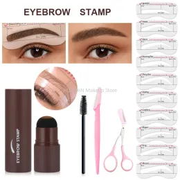 Enhancers Professional Eyebrow Stamp Shaping Kit With Eyebrow Trimmer Tools Brush Eyebrow Powder Stick Hair Line Contour Cosmetics Make Up