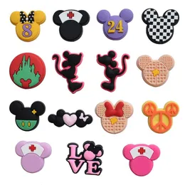 Accandi anime Memorie d'infanzia all'ingrosso Mouse Love Funny Gift Charms Charms Accessori per scarpe DECORAZIONI PVC Fibbia morbida