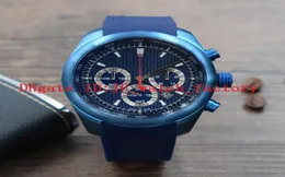 Sports P6612 Cronogramma di cronografo di movimento del quarzo giapponese Work All Blue Men Watch Rubber Strap Racing Series Titanium Steel Wristwatc8626115