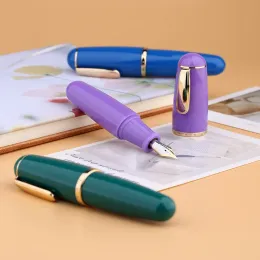 Pennor Nya Majohn Q1 Akryl Lavendel Mini Fountain Pen Harts Transparent Portable Ink Pen Iridium EF/F NIB Palm Short Writing Gift Set Set