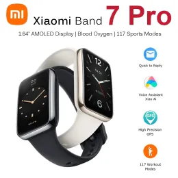 リストバンド新しいXiaomi Mi Band 7 Pro with GPS Smart Bracelet Amoled Screen Blood Oxygen Fitness Traker Waterproof Xiaomi Smart Band 7 Pro