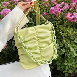 Umhängetaschen Sommermarke Designer Luxus Ladies Bucket PU Bag Handtasche große Kapazität Messenger Crossbody Fold Fold