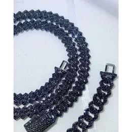 925 Sterling Silver Black Moissanite Cuban Chin Beautiful Black Moissanite Bracelet Making for Hip Hop Jewelry