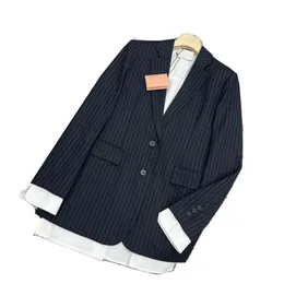 Gefälschte zweiteilige Frauen Blazer -Mäntel Luxusdesigner gestreiftes schwarzes Jacke Buchstabe Blazer Tops Kontrast Farbe Elegante Frau Formal Mantel