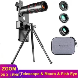 التلسكوبات Tongdaytech 28x HD HD Zoom Zoom Camera Lens Telescope Macro Lens for iPhone Samsung Smartphone Fish Eye Lente Para Celular