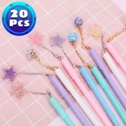 Stifte 20pcs/Los niedlicher Anhänger Gel Stift Fairy Crystal Ball Stars Stift 0,5 mm schwarzer Gel Tinte Refill Pen Kawaii Schulbüro Schreibwarengeschenke