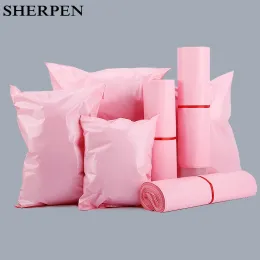 Bolsas Sherpen 50pcs Pink Poly Mailer Sacos de remessa de plástico envelopes impermeáveis envelope