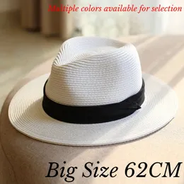 Big Head 62CM Panaman Straw Hat with Foldable Straw Woven Hat Plus Size Men Jazz Top Hat Sun Protection Sun Shading Hat 240412