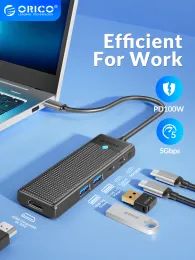 Mice Orico USB C HUB محطة إرساء typec إلى HDMICOM USB 3.0 محول 4K30HZ PD100W اقرأ الخائن للكتاب iPad Pro Huawei