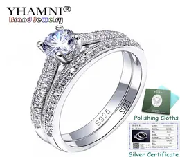 Sent Silver Certificate Original Solid 925 Silver Wedding Rings Set for Women Cubic Zircon Rings Set Charm Fine Jewelry KPR1318899327