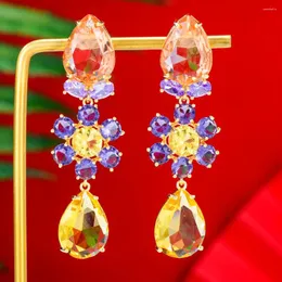 Dangle Ohrringe Kellybola süße romantische gelbe Kristall -Drop -Mode -Schmuck für Frauen hochwertiges Accessoires Geschenk
