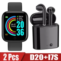 Устройства 2PCS D20 I7S Smart Watch Men Men Women Bluetooth Digital Watches Sport FitnessTracker Peadomer Y68 Smart Wwatch для Android iOS