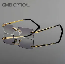 Gmei Optik Moda Çerçevesiz Titanyum Alaşım Gözlükleri Düz Lensler Elmas Kesim Çüreksiz Yok Diyopterler Gözlük5076164
