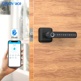 Control Fingerprint TTLock Digital Biometric Lock Wireless Bluetooth Password Smart Keyless Electronic Handle Door Lock Single Latch