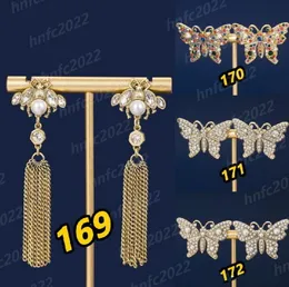 Brincos de borla longos de abelha vintage letra de diamante Ear brinco de casamento de Natal Acessórios para mulheres Acessórias de orelhas na moda com abastecimento de jóias de caixa original