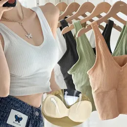 Camisoles Tanks Women Summer Sexig Push Up Vest Bra Breable Underwear Anti-Sweat Fitness Sports Tank Top With Pad Seamless Low-krage