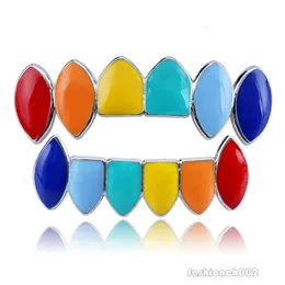 Bretini per denti placcati in oro Punk Hip Hop Multicolor Denti Grillz Grili dentali Capo dente Gioielli rapper Vampire