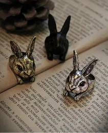 Anello di coniglio retrò Big Head all'ingrosso Cute Hare Jewelry Domens Bunny Anello-12pcs/Lot 240420