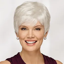 Lace Wig JOY BEAUTY Short Bob Wavy Wig Women's Synthetic White Wig Suitable for Party or Daily Use Heat Resistant Hairstyle Wig Z0613