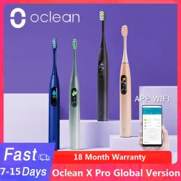 헤드 OCLEAN X PRO 소닉 전기 칫솔 미백 치아 진동기 무선 충전 40 일 작업 스마트 앱 초음파 점검 치아