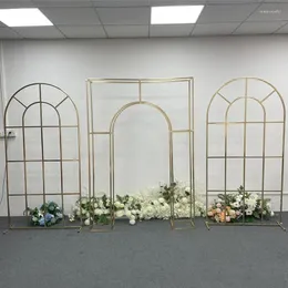 Decorative Flowers 3pcs 6.5ft Gold Plated Screen Background Combination Frame Iron Racks Wedding Arch Indoor Scene Decor Props Flower Stand