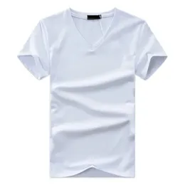 T-shirt da uomo Fashin Arrivo in cotone a V-Neck Solid Summer Tshirt Plus Abbigliamento Taglie casual Tops Homme 240412