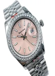 Panie Watch 36 mm Women Asia 2813 Automatyczny ruch miętowy różowy wybieranie Luminous Diamond Bezel Luminous Sapphire Glass Lovers