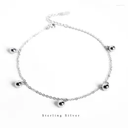 Anklets التصميم الفريد S925 Sterling Silver Anklet مع حبات الفاصوليا الأنيقة وسحر المجوهرات للأزياء النسائية